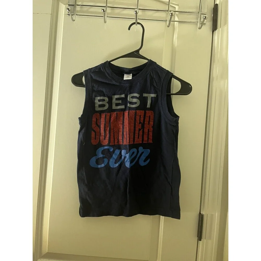 Gymboree Boys Graphic Print Muscle Shirt Tank Size 7 Blue